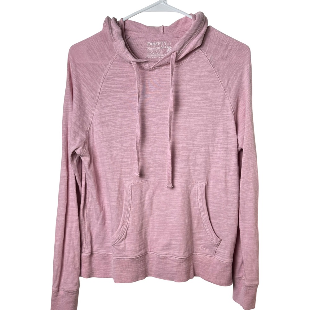 Faherty Hoodie Women XS Pink Sunwashed Organic Cotton Slub Knit